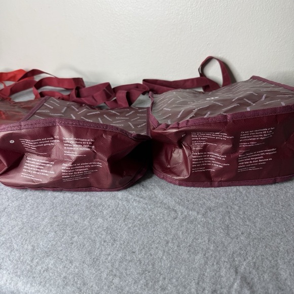 Bundle Of 4 Lululemon Red Burgundy Small Tote Bags Reusable Lot Of Four - Picture 2 of 16